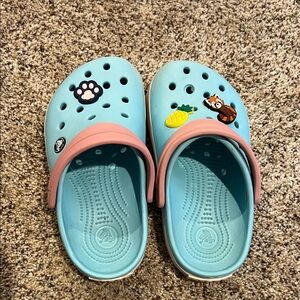 Girls size J2 Blue and Pink Crocs